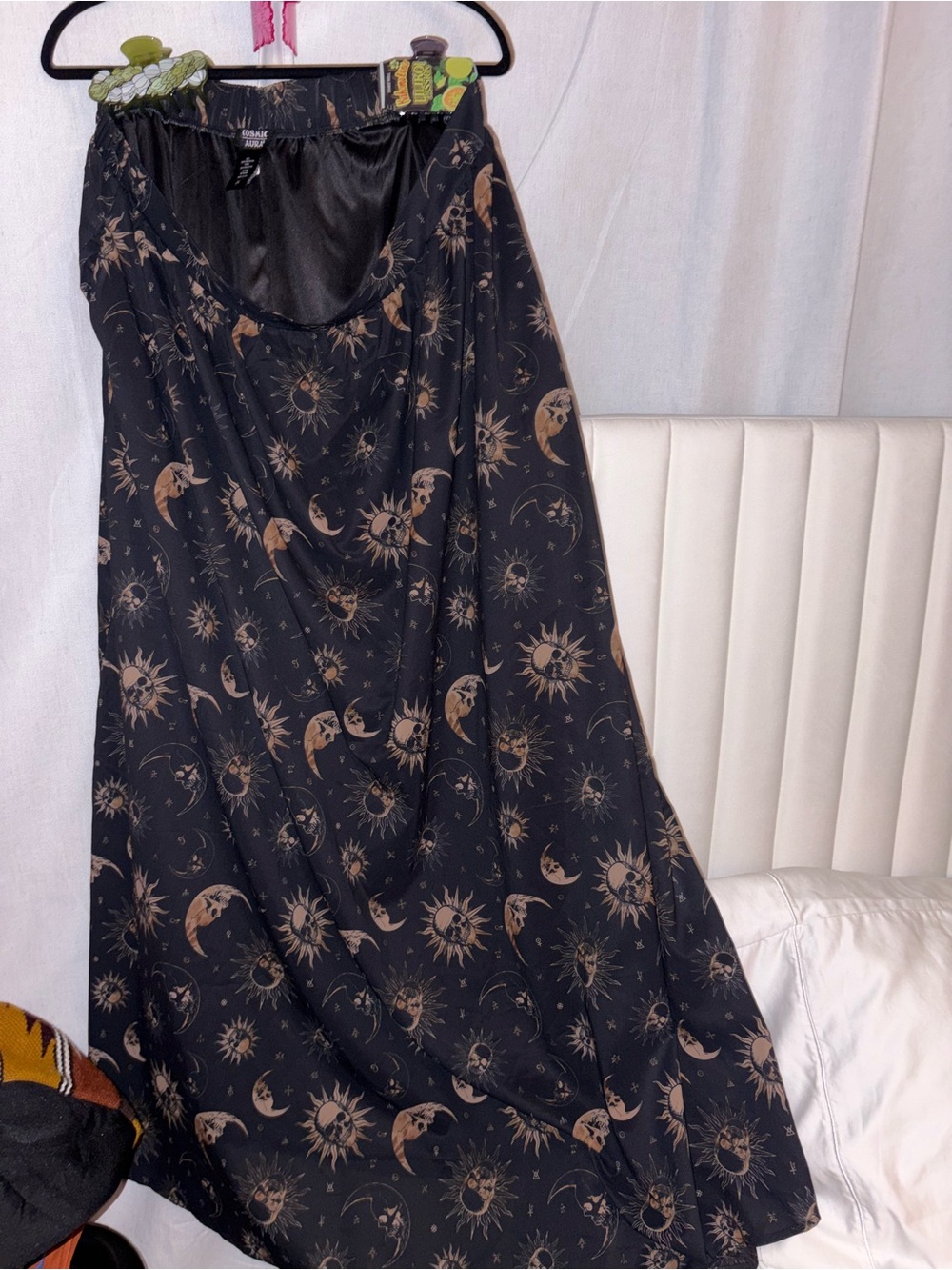 Boho Moon & Sun Print Maxi Skirt - Black - Picture 2 of 4